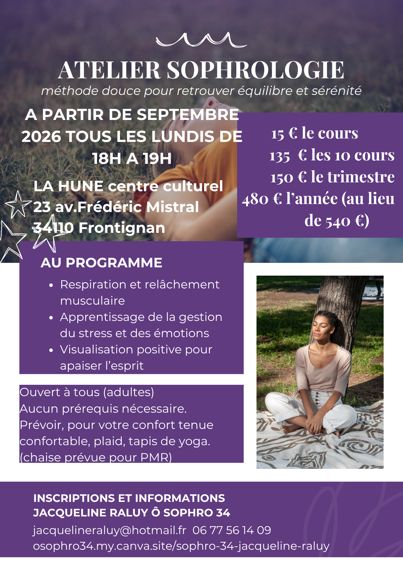 Ateliers de sophrologie à partir de septembre